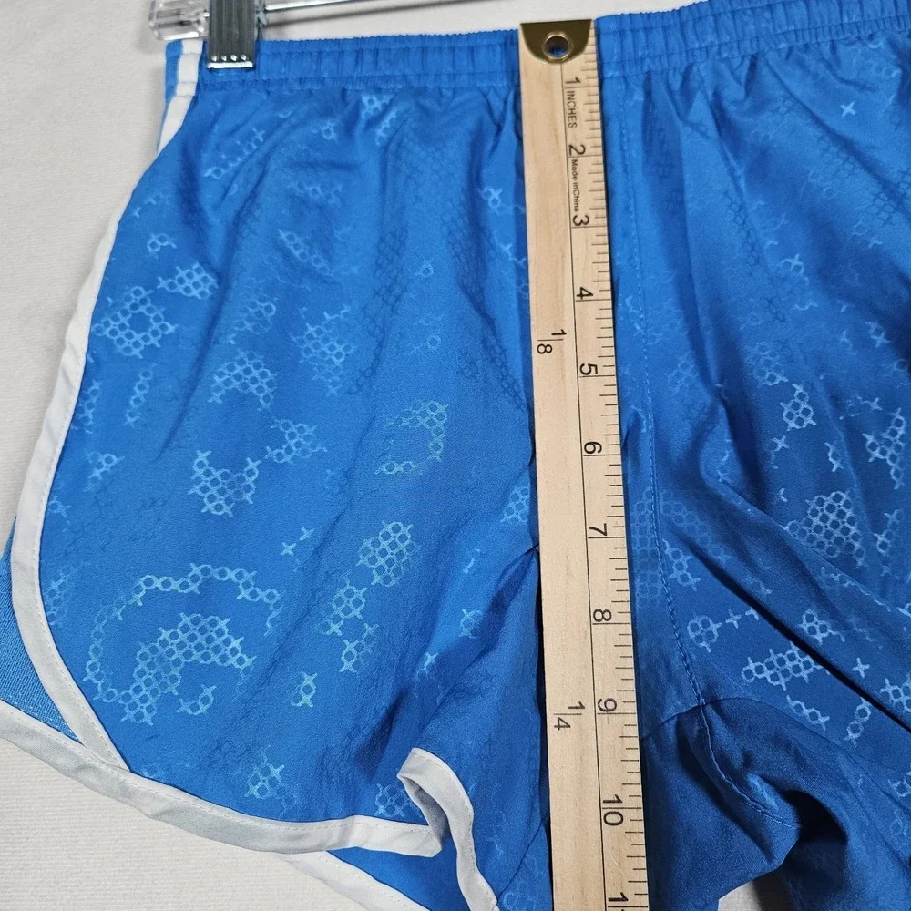 Nike Dri-Fit Girl Youth Shorts L Blue Geometric Print Lined Running Gym Athletic